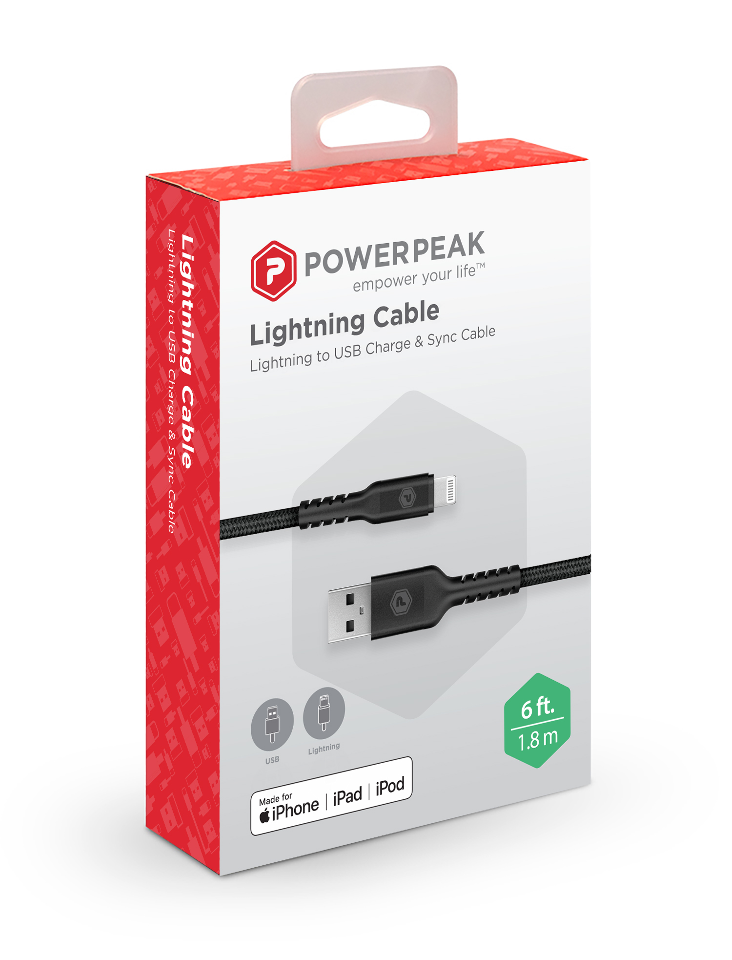PowerPeak 6ft. Lightning to USB-A Charging Cable - Black