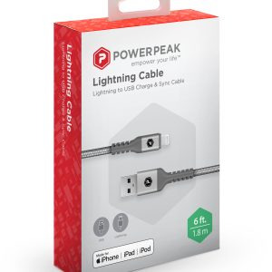 PowerPeak 6ft. Lightning USB Charging Cable - Silver