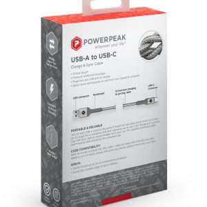 PowerPeak 10ft. Braided Nylon USB-A to USB Type-C Charge & Sync Cable - Silver