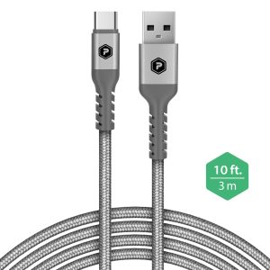 Silver USB-A to USB-C 10ft Fast Charge Cable