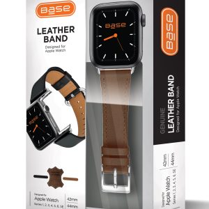 Base Apple Watch Full-Grain Leather Bands for Series 1/2/3/4/5/6/7/SE - Small (38/40/41mm) - Brown