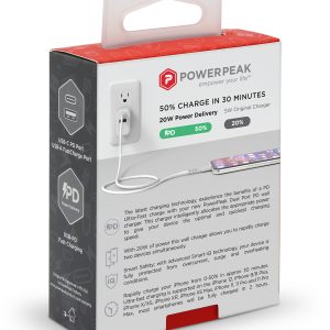 PowerPeak PD Wall Dual Port Charger 20W - White