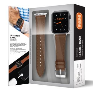 Base Apple Watch Full-Grain Leather Bands for Series 1/2/3/4/5/6/7/SE - Small (38/40/41mm) - Brown