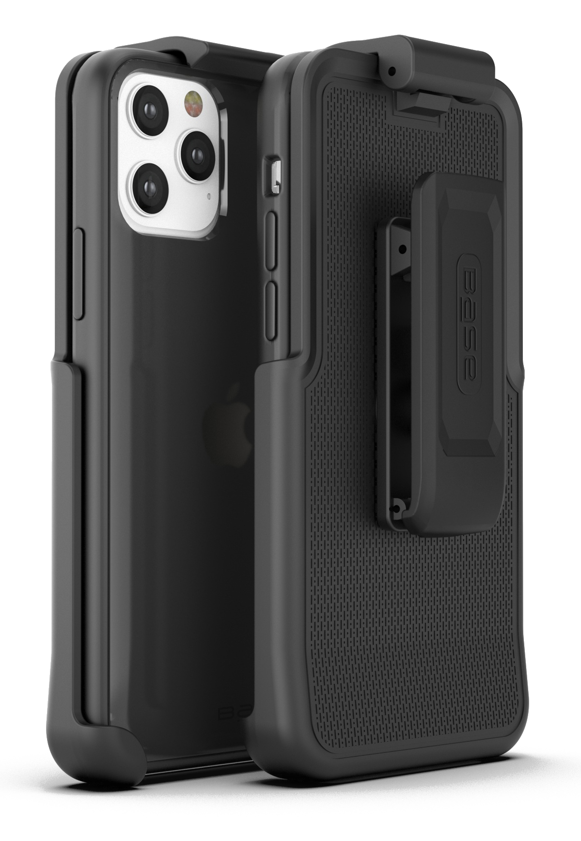 Two-Piece black protective case with belt clip holster for iPhone 12 / iPhone 12 Pro cell phones