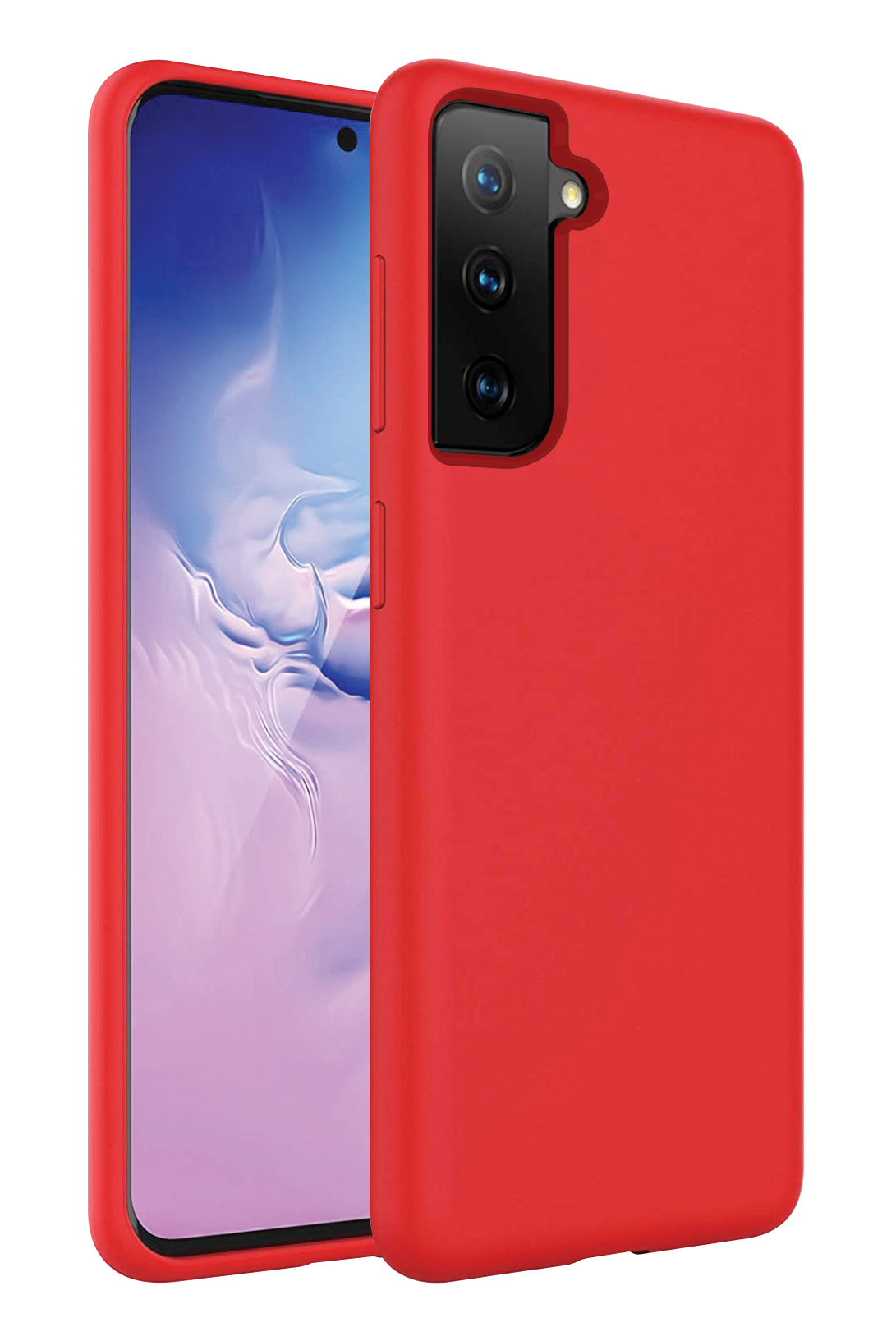 Base Liquid Silicone Gel/Rubber Case Samsung Galaxy S21 - Red