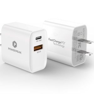 PowerPeak 20W Wall charger with USB-C to USB-C  Cable - White