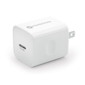 White fast charging wall adapter with a single USB-C input