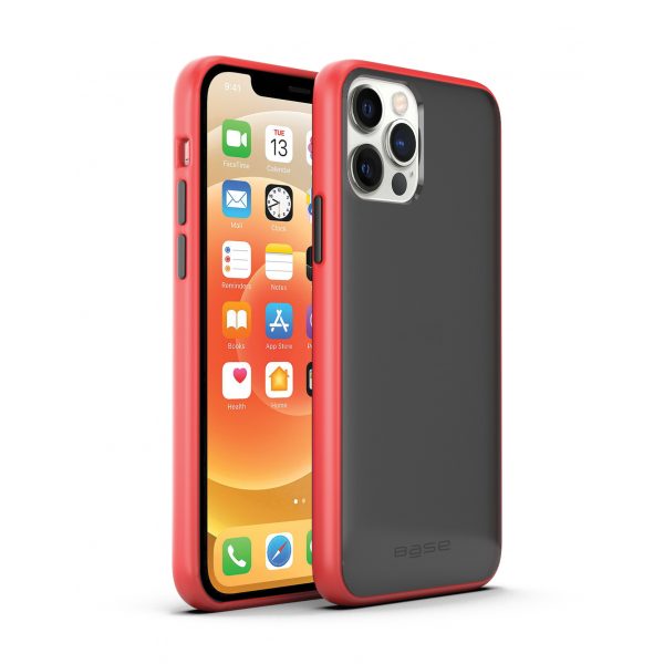 Base iPhone 12 / iPhone 12 Pro (6.1) - DuoHybrid Reinforced  Protective Case  - Clear/Red