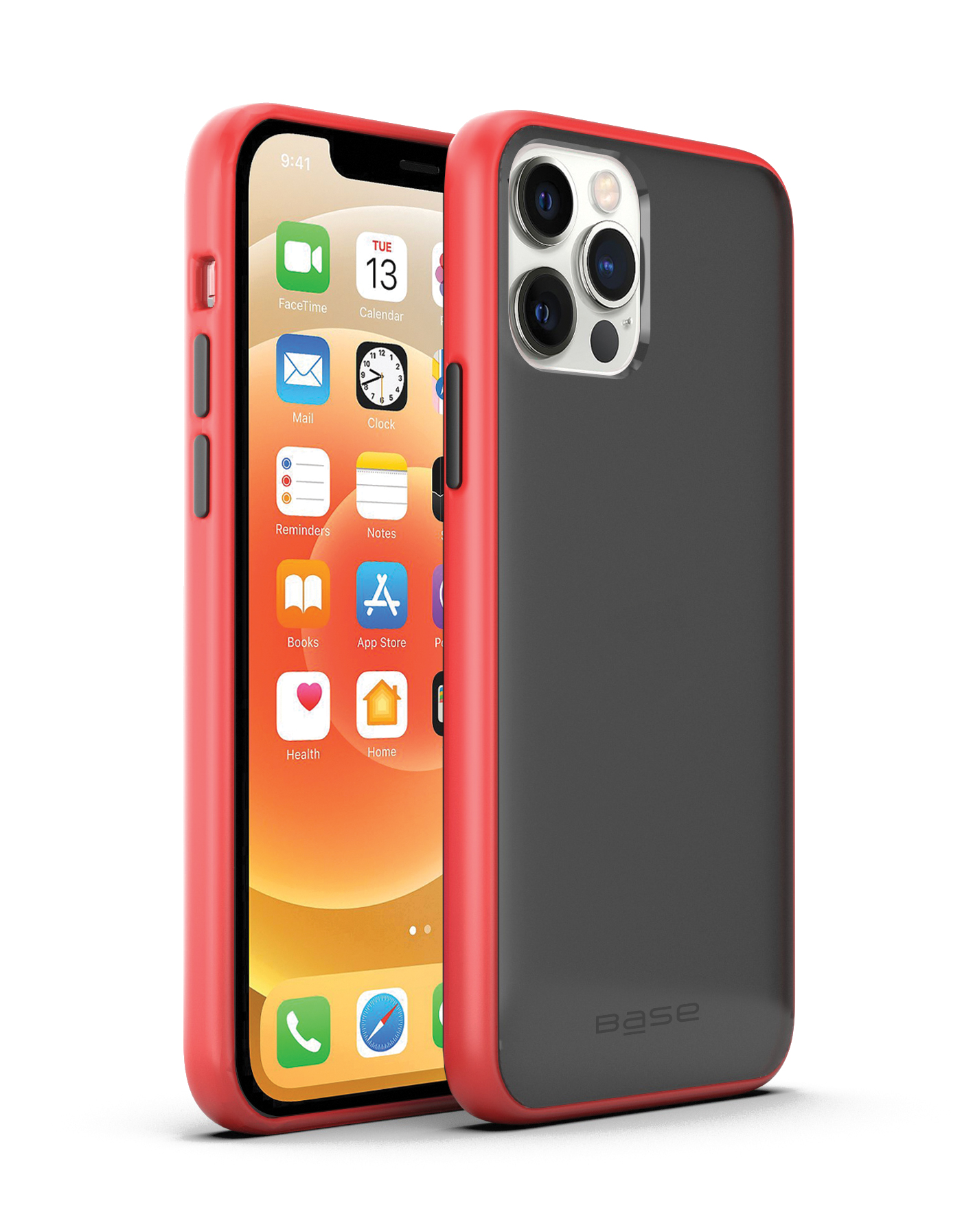 Clear/black slim protective case with red edges for iPhone 12 / iPhone 12 Pro cell phones