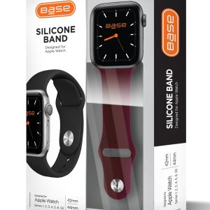 Base Apple Watch Silicone Bands for Series 1/2/3/4/5/6/7/SE - Large (42/44/45mm) - Wine Red