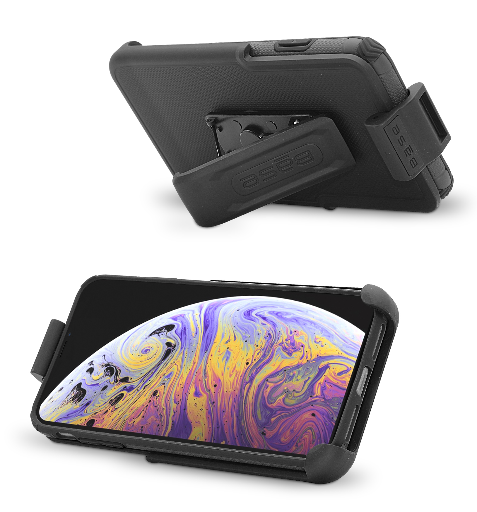 BASE Rugged Armor PRO TECH Protective Case With Holster for iPhone XS Max - Grey
