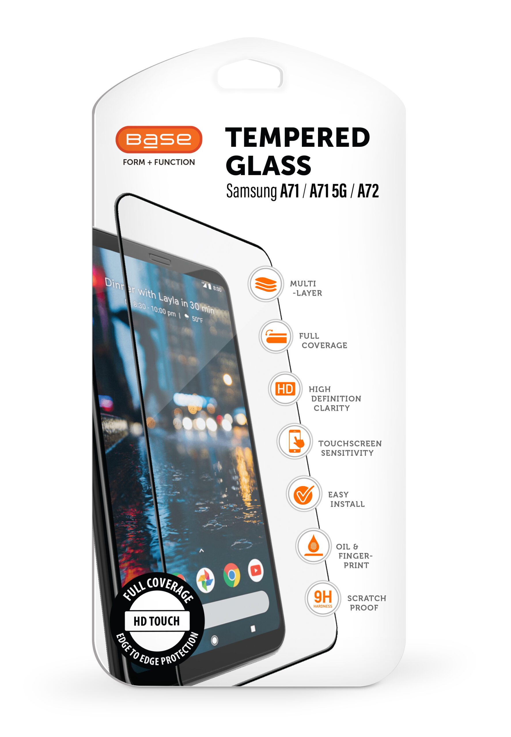 BASE PREMIUM TEMPERED GLASS PROTECTOR FOR Samsung A71/A71 5G /A72- {Full Glue}