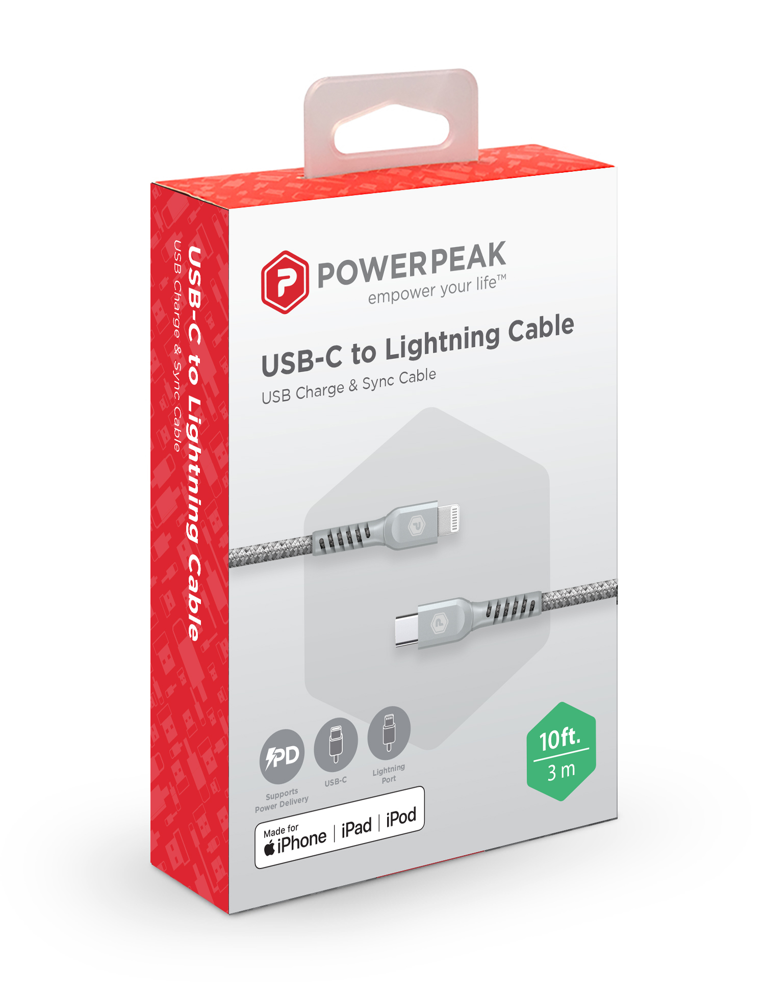PowerPeak 10ft USB-C to Lightning Cable - Silver