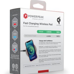 PowerPeak Aluminum 15W MagCharge wireless Fast Charging Wireless Pad - Fast Charger Adapter Included