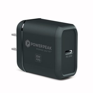 Black fast charging wall adapter with a single USB-C input