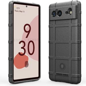 Black anti-slip matte case protector with geometric design for Google Pixel 6 cell phones