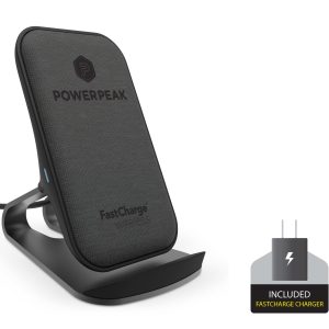 PowerPeak FastCharge Aluminum Wireless Charging Stand - includes Fast Charge adapter (1.4X Faster)
