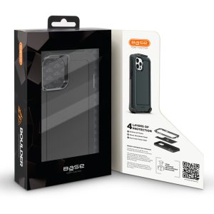 IPHONE 13 PRO MAX (6.7) - BOULDER - BLACK - HEAVY-DUTY CO-MOLDED RUGGED PROTECTIVE CASE w/ BELT CLIP HOSLTER