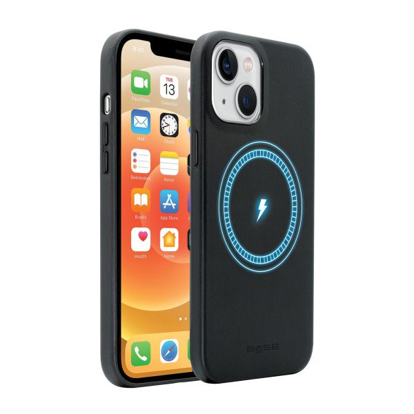 Base MagSafe Compatible Vegan Leather Case For iPhone 13 (6.1) - Black