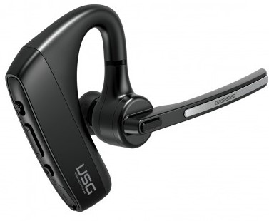 Black Single Ear business Bluetooth headset with Dual-mic. Includes wall charge