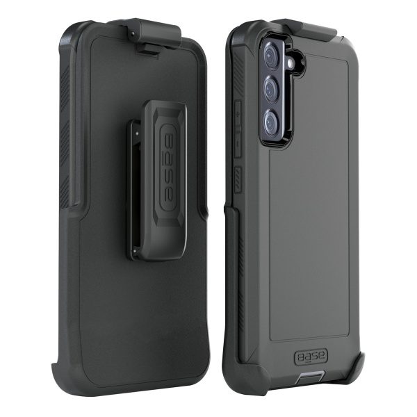 Two-piece black resistant case with strap holder for Samsung S22 cell phone