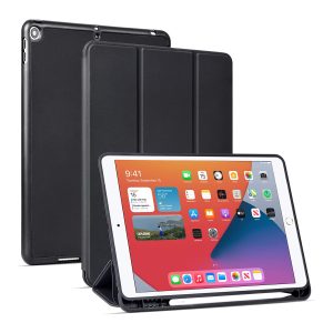 Black tablet protective case with different position angles for iPad 10.2
