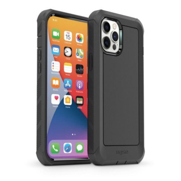 Black rugged protective case compatible with MagSafe wireless charging for iPhone 14 cell phones