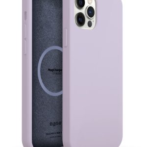 Purple liquid silicone protective case compatible with MagSafe wireless charging for iPhone 14 cell phones