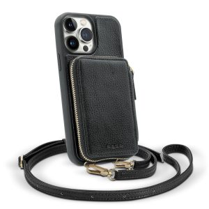 Base Crossbody Zipper Purse iPhone 14 Pro Max - Black