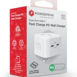 PowerPeak 35W Dual USB-C PD Wall Power Adapter Charger