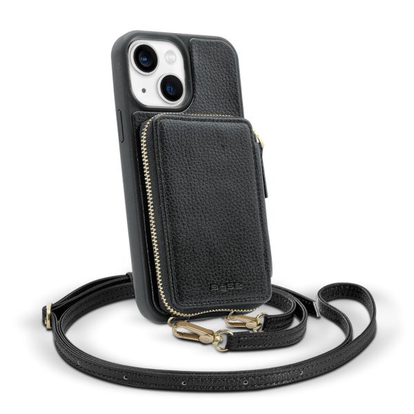 Base Crossbody Zipper Purse iPhone 14 Plus - Black