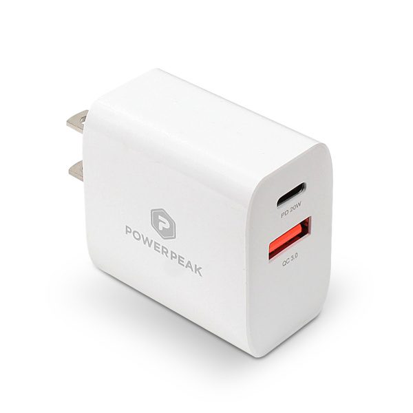 PowerPeak Dual Port PD Wall Charger with USB-C to Lightning Cable
